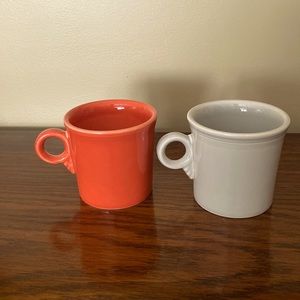 set of two vintage coffee mugs with round handle